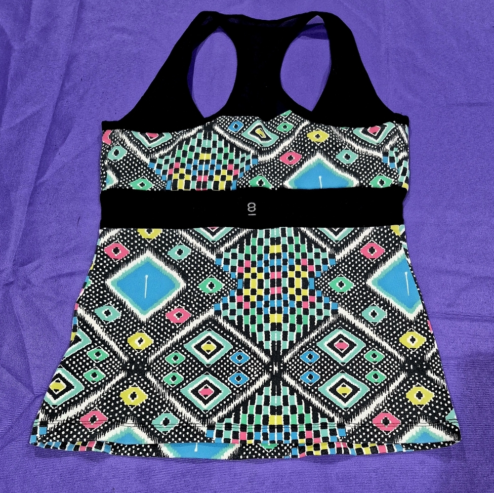 (PH8)Bebe Sport 2-PC Black/Multi Tank w/Shelf Bra & Flared Pants - XS - Picture 6 of 7